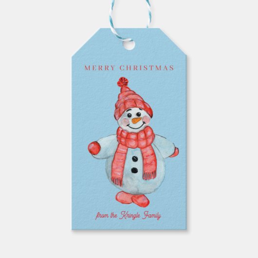 Snowman met prettige kerst cadeaulabel (Voorkant)