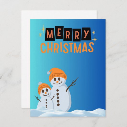 Snowman met prettige kerst feestdagenkaart (Voorkant / Achterkant)