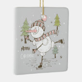 Snowman met prettige kerst keramisch ornament (Rechts)