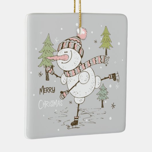 Snowman met prettige kerst keramisch ornament (Rechts)