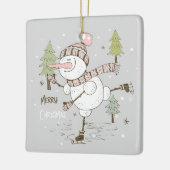 Snowman met prettige kerst keramisch ornament (Links)