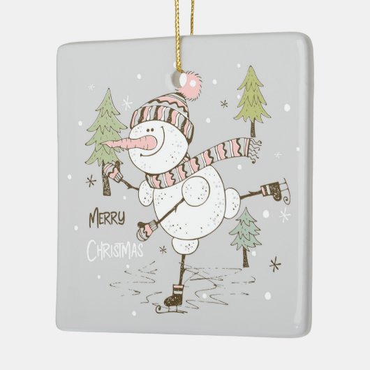 Snowman met prettige kerst keramisch ornament (Links)