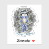 Snowman met prettige kerst sticker (Vel)