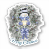 Snowman met prettige kerst sticker (Voorkant)