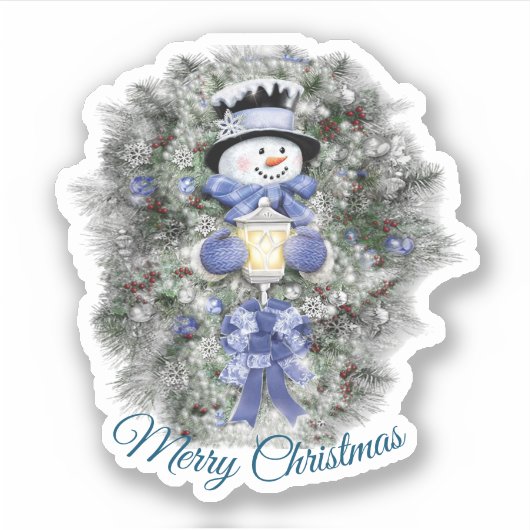 Snowman met prettige kerst sticker (Voorkant)