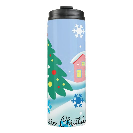 Snowman met prettige kerst thermosbeker (Voorkant)