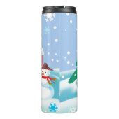 Snowman met prettige kerst thermosbeker (Achterkant)