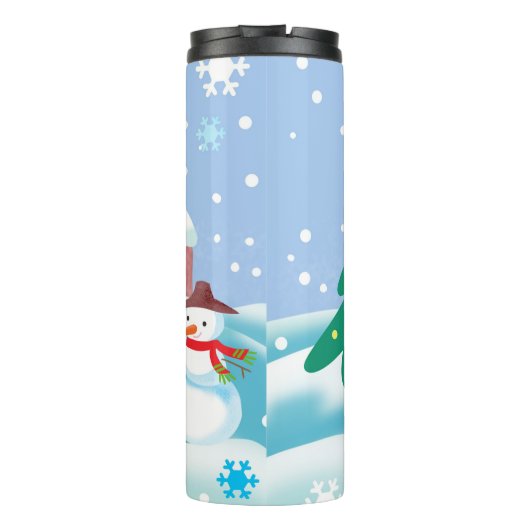 Snowman met prettige kerst thermosbeker (Achterkant)