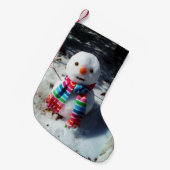 Snowman met Rainbow Scarf Snowman met Rainbow Sc Kleine Kerstsok (Voorkant (Hangend))