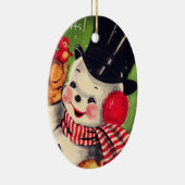 Snowman met Red Bird Keramisch Ornament (Rechts)