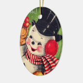 Snowman met Red Bird Keramisch Ornament (Links)