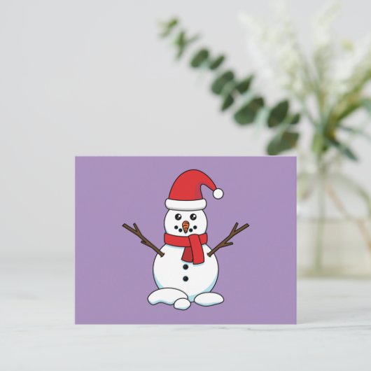 Snowman met Red Bonnet en Scarf Feestdagenkaart (Staand voorkant)