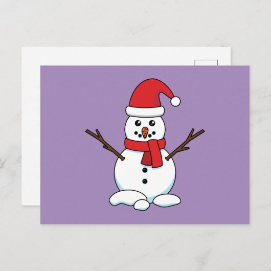Snowman met Red Bonnet en Scarf Feestdagenkaart (Voorkant / Achterkant)