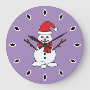 Snowman met Red Bonnet en Scarf Grote Klok