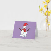 Snowman met Red Bonnet en Scarf Kaart (Gele Bloem)