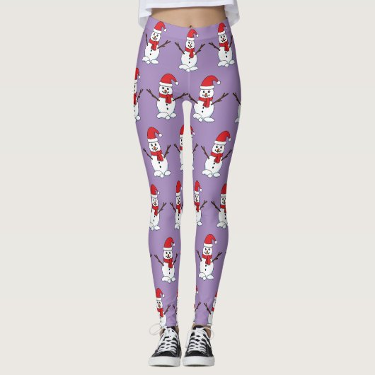 Snowman met Red Bonnet en Scarf Leggings (Voorkant)