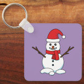 Snowman met Red Bonnet en Scarf Sleutelhanger (Voorkant)