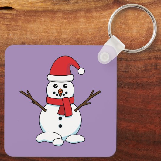 Snowman met Red Bonnet en Scarf Sleutelhanger (Achterkant)