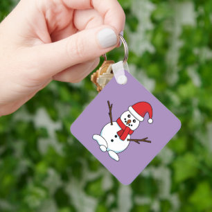 Snowman met Red Bonnet en Scarf Sleutelhanger