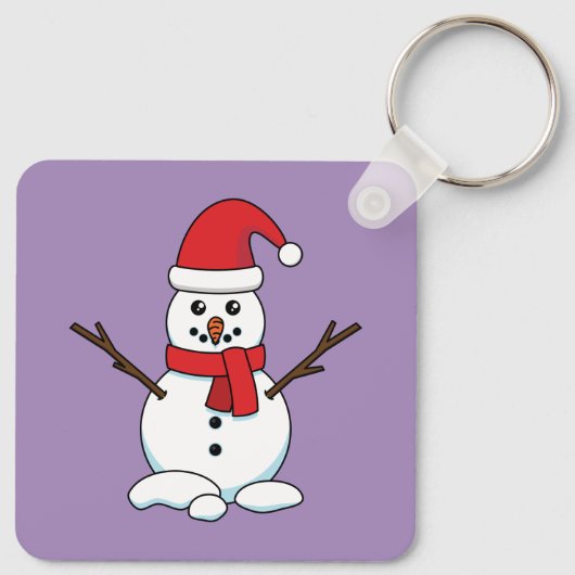 Snowman met Red Bonnet en Scarf Sleutelhanger (Achterkant)