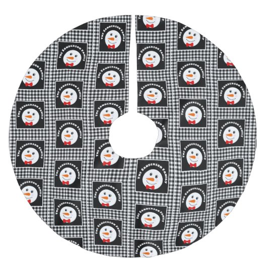 Snowman met Red Bowtie Black Buffalo Pset Kerstboom Rok (Voorkant)