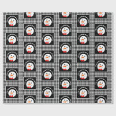 Snowman met Red Bowtie Black Buffalo Pset Trim Cadeaupapier (Vlak)