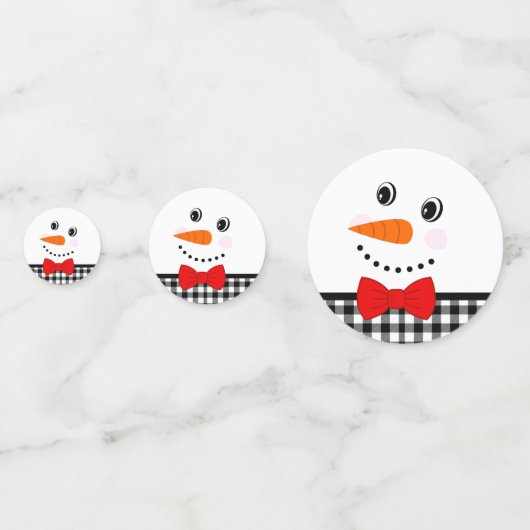 Snowman met Red Bowtie Black Buffalo Pset Trim, Confetti (Voorkanten)