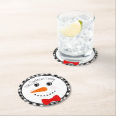Snowman met Red Bowtie Black Buffalo Pset Trim Ronde Kartonnen Onderzetter (Insitu)