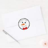Snowman met Red Bowtie Black Buffalo Pset Trim Ronde Sticker (Envelop)
