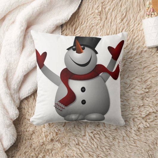Snowman met Red Scarf Pillow Kussen (Deken)