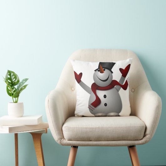 Snowman met Red Scarf Pillow Kussen (Stoel)