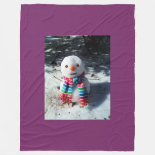 Snowman met regenboogschar fleece deken