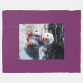 Snowman met regenboogschar fleece deken (Voorkant (Horizontaal))