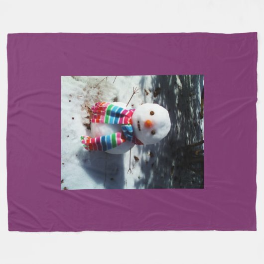 Snowman met regenboogschar fleece deken (Voorkant (Horizontaal))
