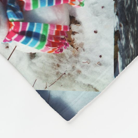 Snowman met regenboogschar fleece deken (Hoek)
