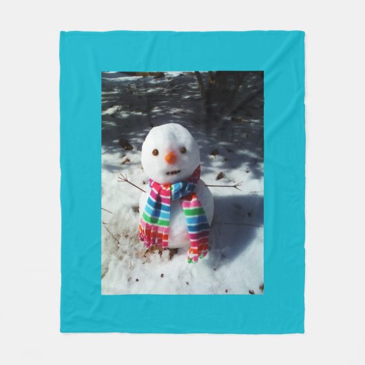 Snowman met regenboogschar fleece deken (Voorkant)