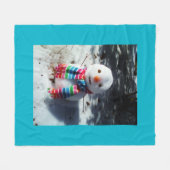 Snowman met regenboogschar fleece deken (Voorkant (Horizontaal))