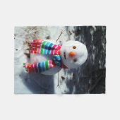 Snowman met regenboogschar fleece deken (Voorkant (Horizontaal))