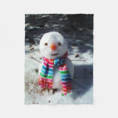 Snowman met regenboogschar fleece deken (Voorkant)