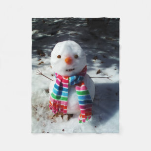 Snowman met regenboogschar fleece deken