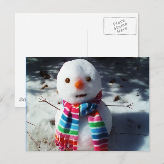 Snowman met regenboogstrips briefkaart (Voorkant / Achterkant)