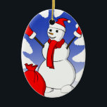 Snowman met rode handschoenen en sneeuwvlokken keramisch ornament<br><div class="desc">Markeer je vakantieseizoen met deze schattige Snowman met handschoenen, pet en sjaal. Dit product zal elke winterdag upgraden en je geliefden laten glimlachen. Vergeet niet dit product aan te passen aan uw smaak en behoeften. U kunt kleur, tekst en de grootte van het afbeelding veranderen. Heb een geweldig vakantieseizoen en...</div>