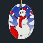 Snowman met rode handschoenen en sneeuwvlokken keramisch ornament<br><div class="desc">Markeer je vakantieseizoen met deze schattige Snowman met handschoenen, pet en sjaal. Dit product zal elke winterdag upgraden en je geliefden laten glimlachen. Vergeet niet dit product aan te passen aan uw smaak en behoeften. U kunt kleur, tekst en de grootte van het afbeelding veranderen. Heb een geweldig vakantieseizoen en...</div>