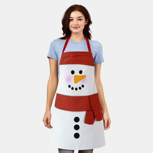 Snowman met Rode Kerstmis Schort (Gedragen)