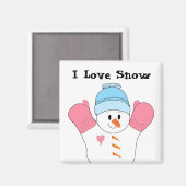 Snowman met roze Mittens Magneet (Voorkant / Achterkant)