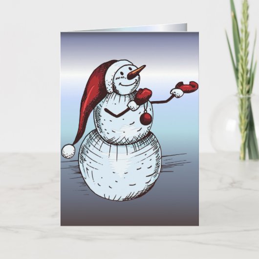 Snowman met Santa Hat en wortelneus Feestdagen Kaart (Voorkant)