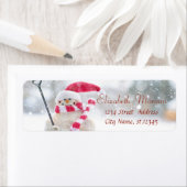 Snowman met Santa Hat Holiday Etiket (Insitu)