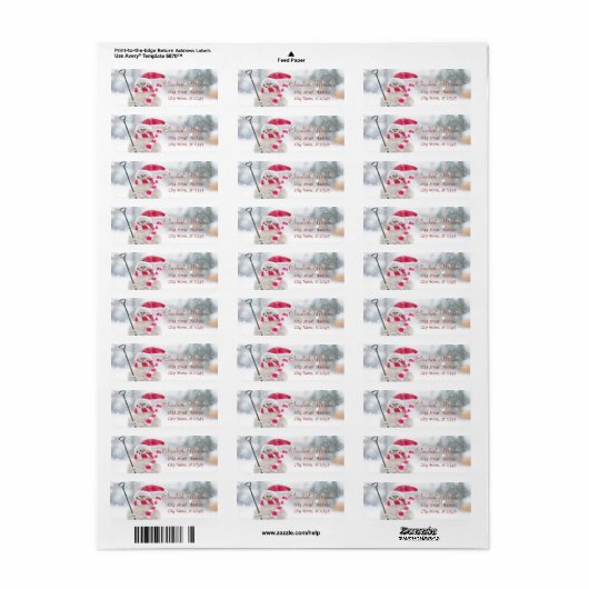 Snowman met Santa Hat Holiday Etiket (Full Sheet)