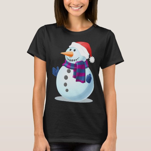 Snowman met Santa Hat T-shirt (Voorkant)