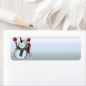 Snowman met Santa Hat - wortelneus - groene schar Etiket (Insitu)